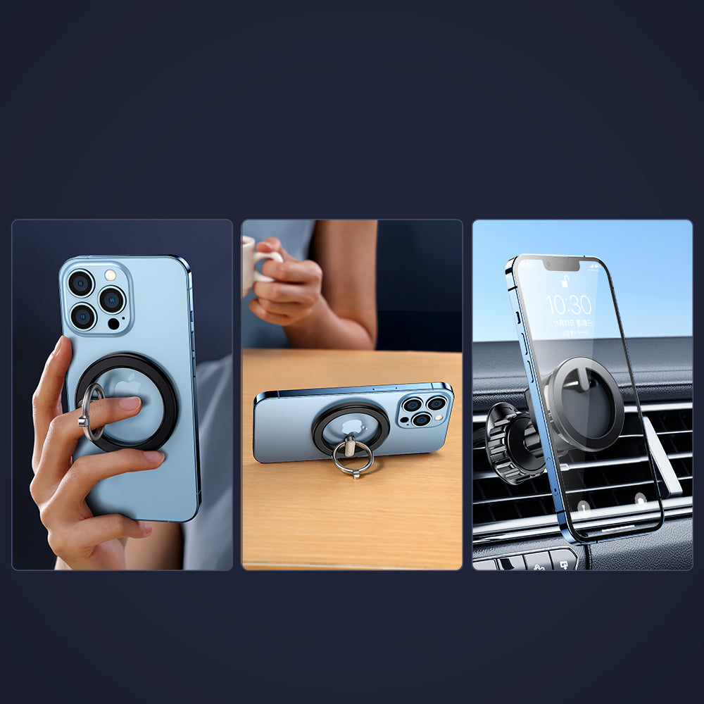 Joyroom daugiafunkcis magnetinis automobilinis laikiklis su žiedu telefonui juodas (JR-ZS294)