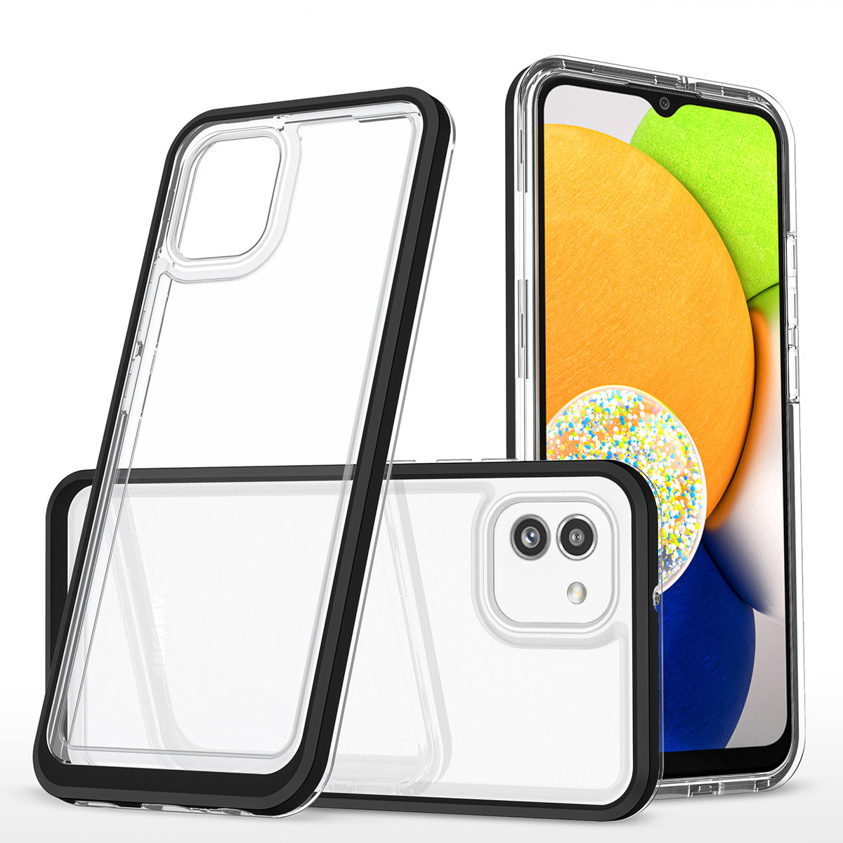 Skaidrus sustiprintas dėklas Samsung Galaxy A03 – juodas rėmelis -- Samsung Galaxy A03
