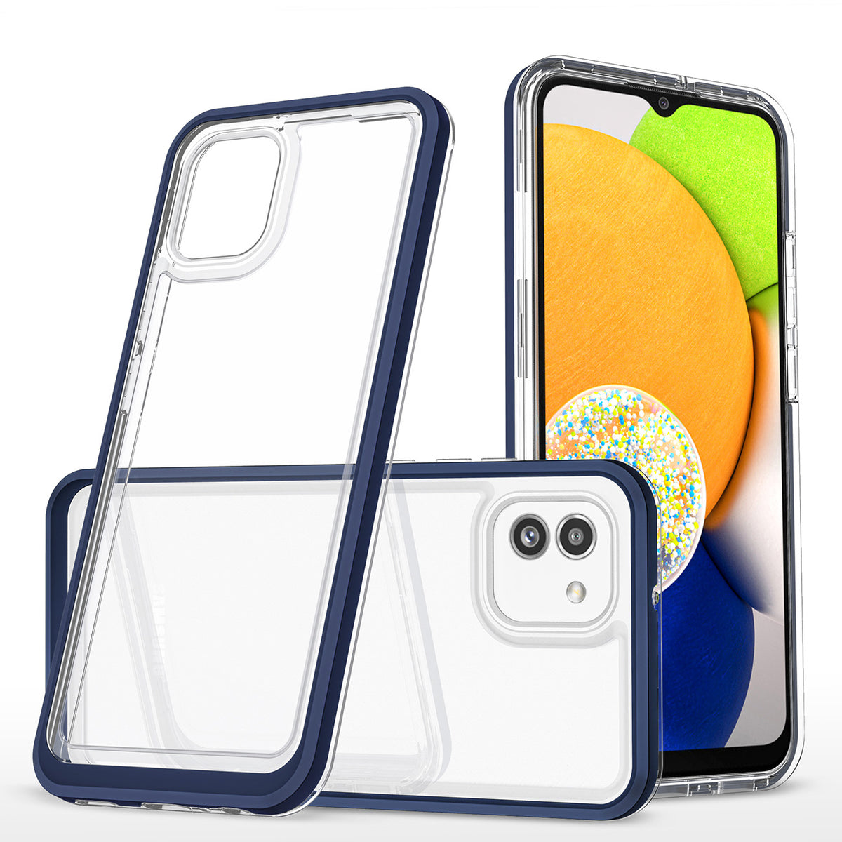 Skaidrus „Clear 3in1“ dėklas Samsung Galaxy A03 – mėlynas -- Samsung Galaxy A03