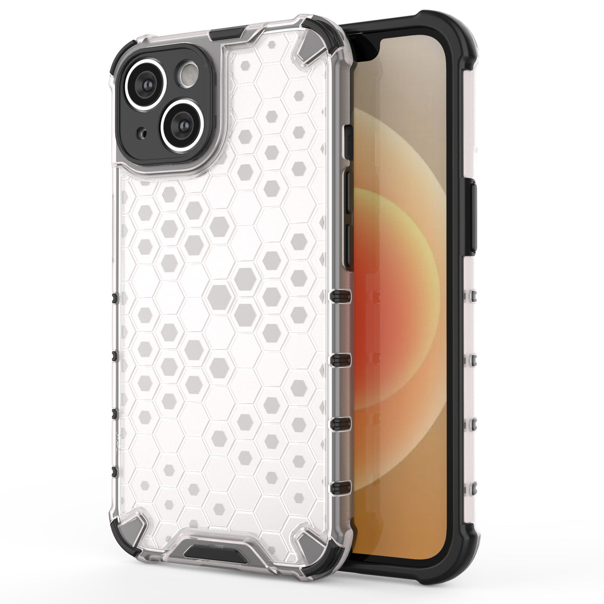 Skaidrus hibridinis dėklas iPhone 14 „Honeycomb“