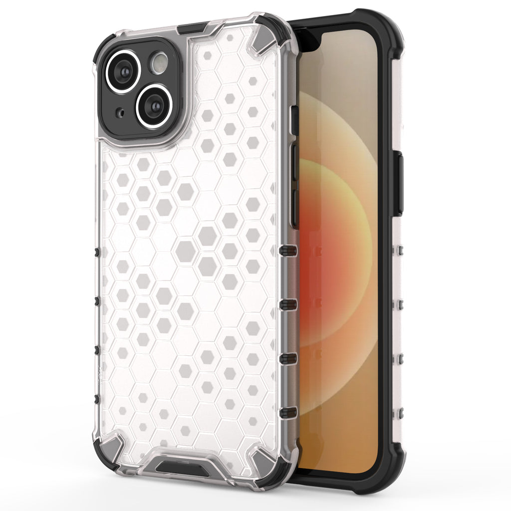Skaidrus hibridinis dėklas iPhone 14 „Honeycomb“