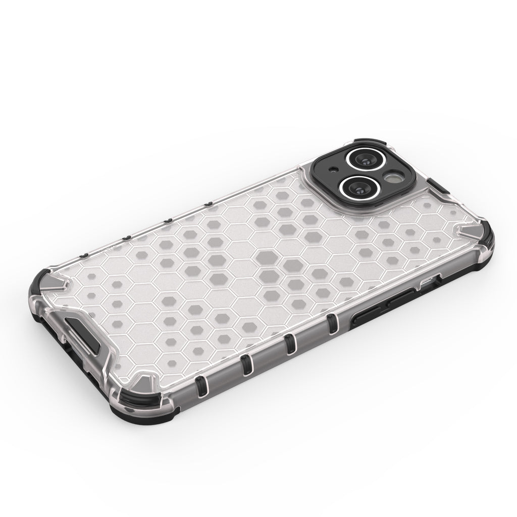 Skaidrus hibridinis dėklas iPhone 14 „Honeycomb“