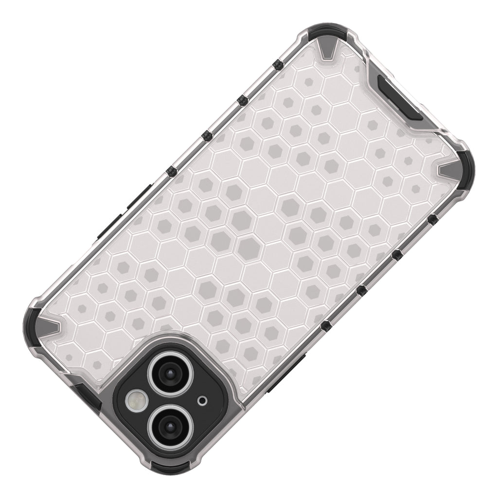 Skaidrus hibridinis dėklas iPhone 14 „Honeycomb“