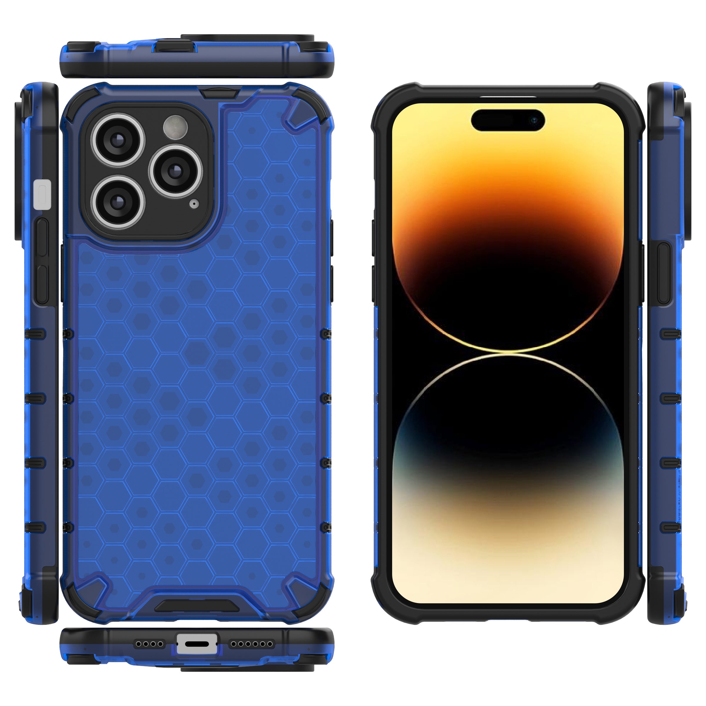 Korėto rašto dėklas iPhone 14 Pro Max – mėlynas