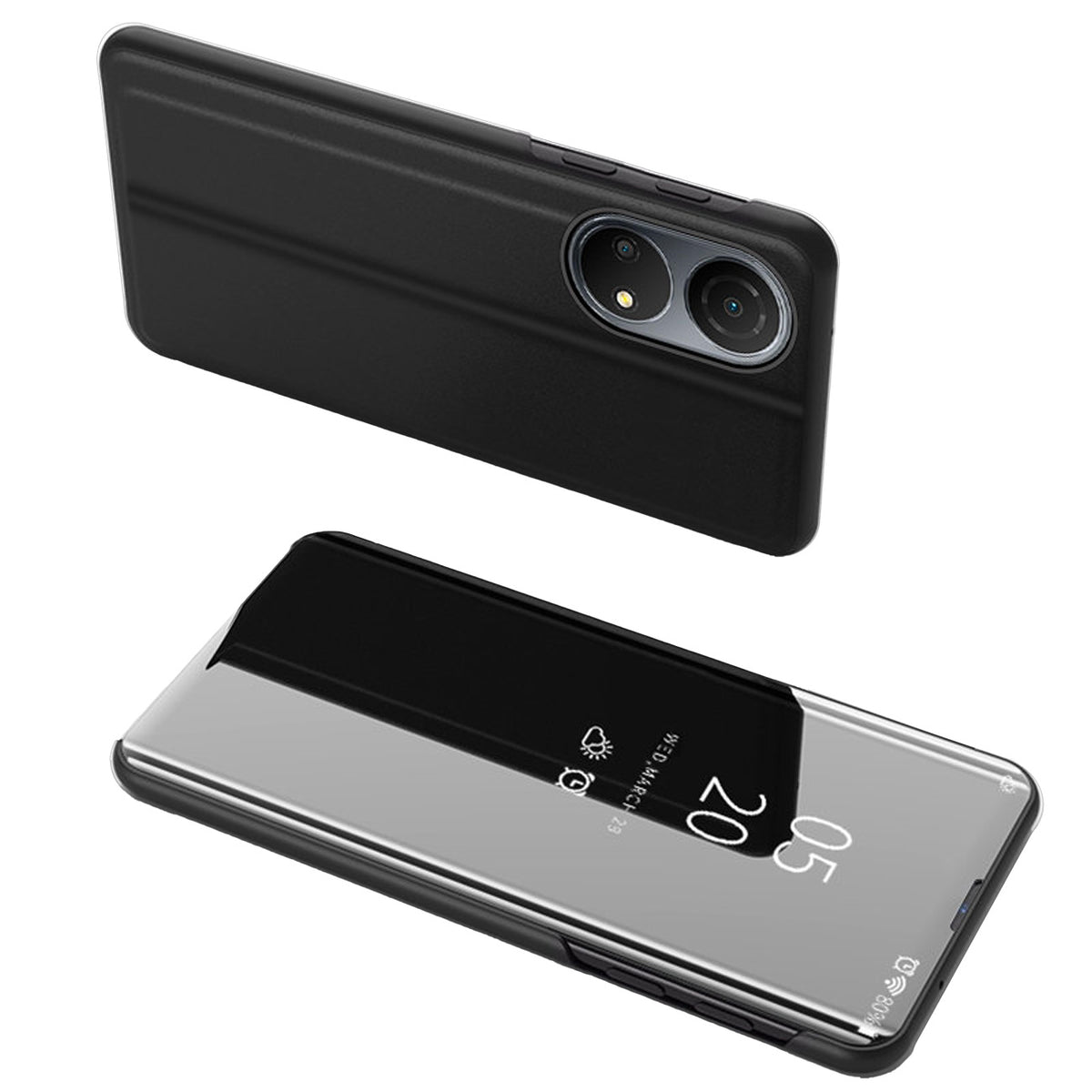 Clear View Case dėklas Honor X7 / Honor Play 30 Plus – juodas -- Honor Play 30 Plus