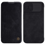 Nillkin Qin Leather Pro dėklas iPhone 14 Plus – juodas