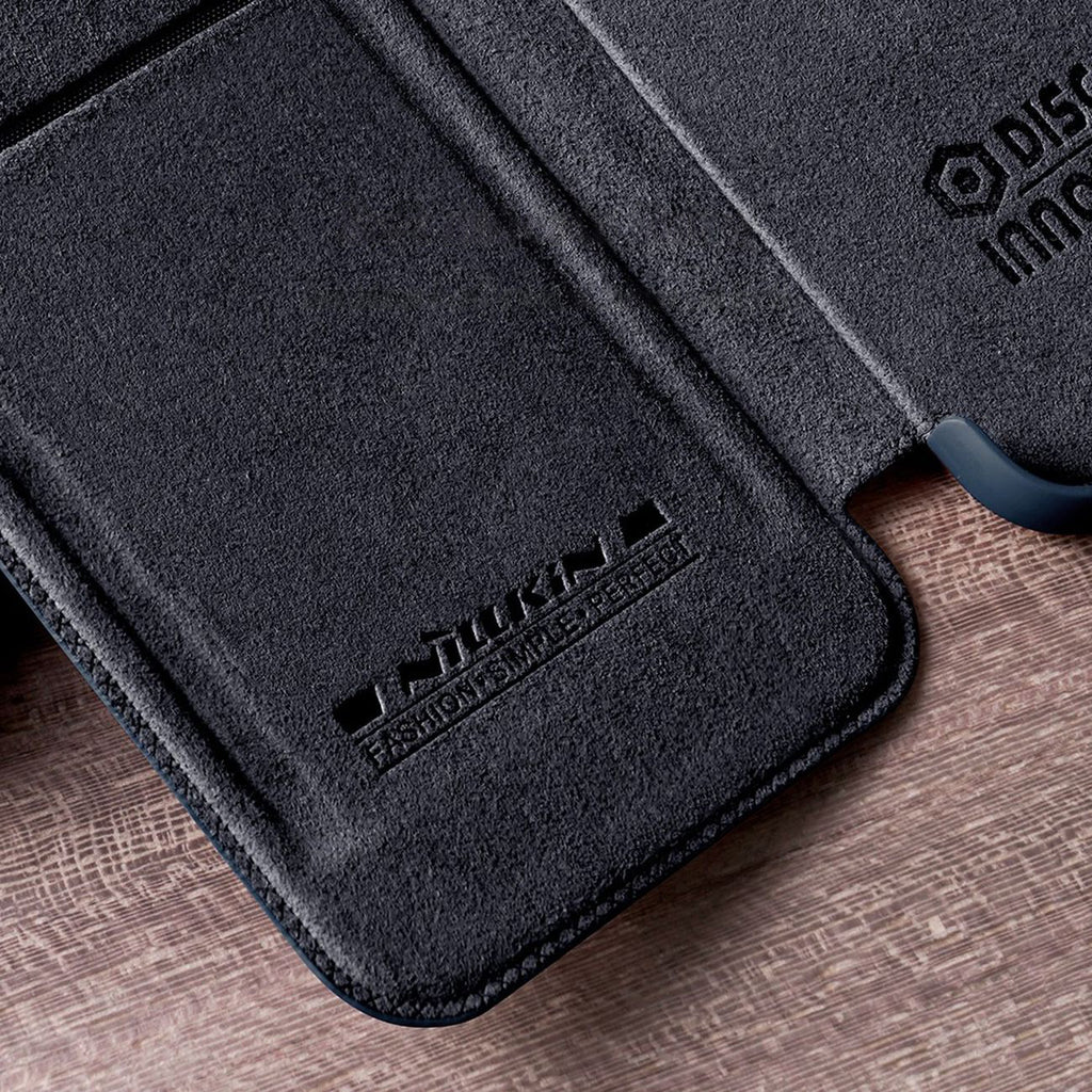 Nillkin Qin Leather Pro dėklas iPhone 14 Plus – juodas