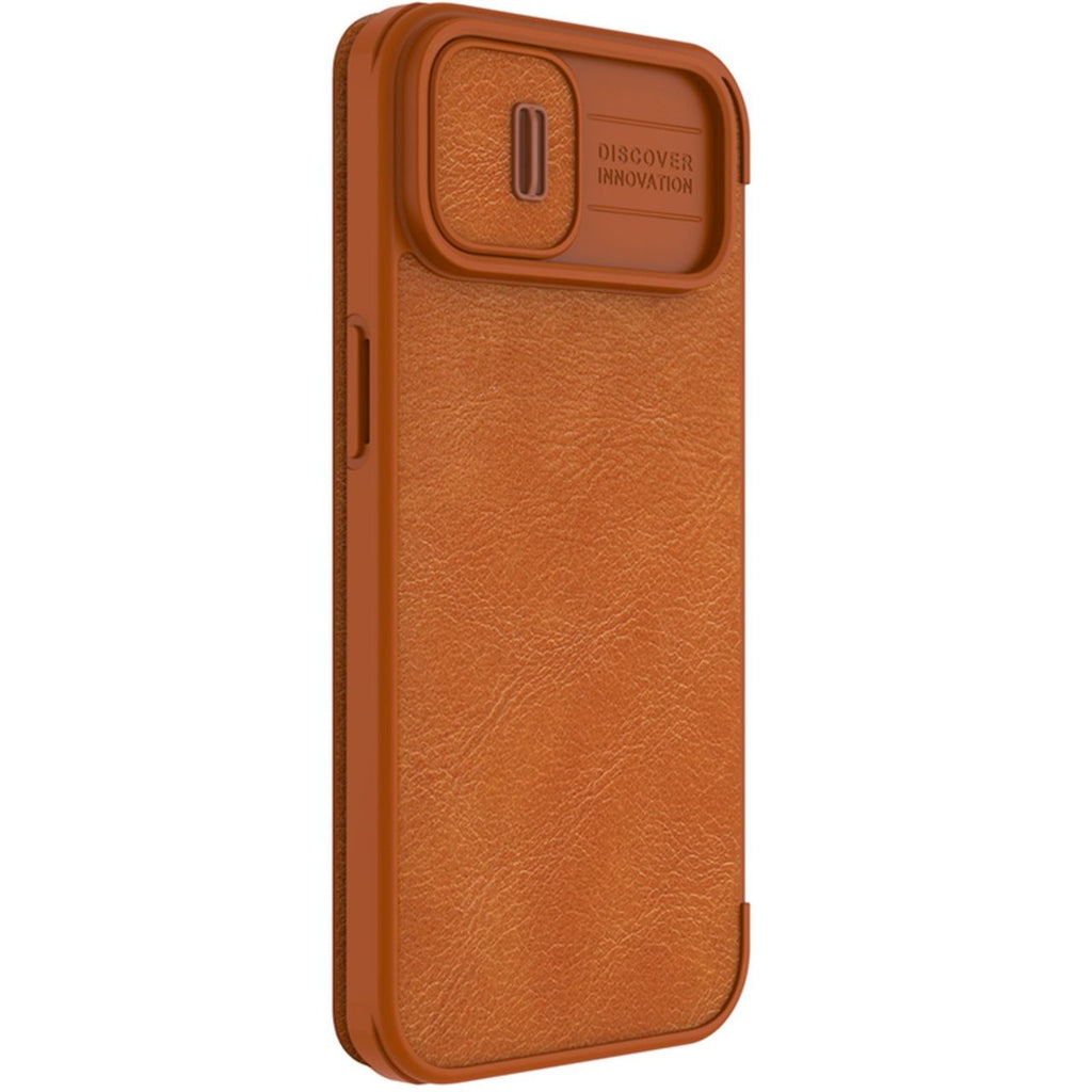 Nillkin Qin odinis dėklas iPhone 14 Plus – rudas