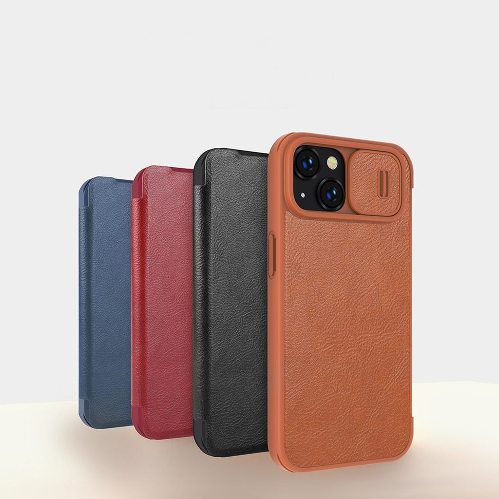 Nillkin Qin odinis dėklas iPhone 14 Plus – rudas