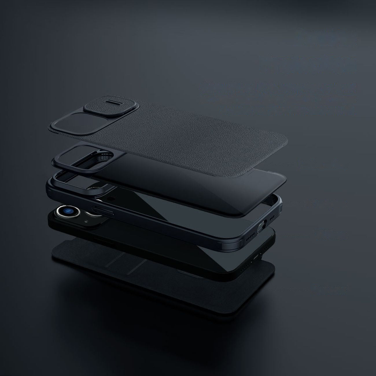 Nillkin Qin Leather Pro dėklas iPhone 14 Plus – juodas