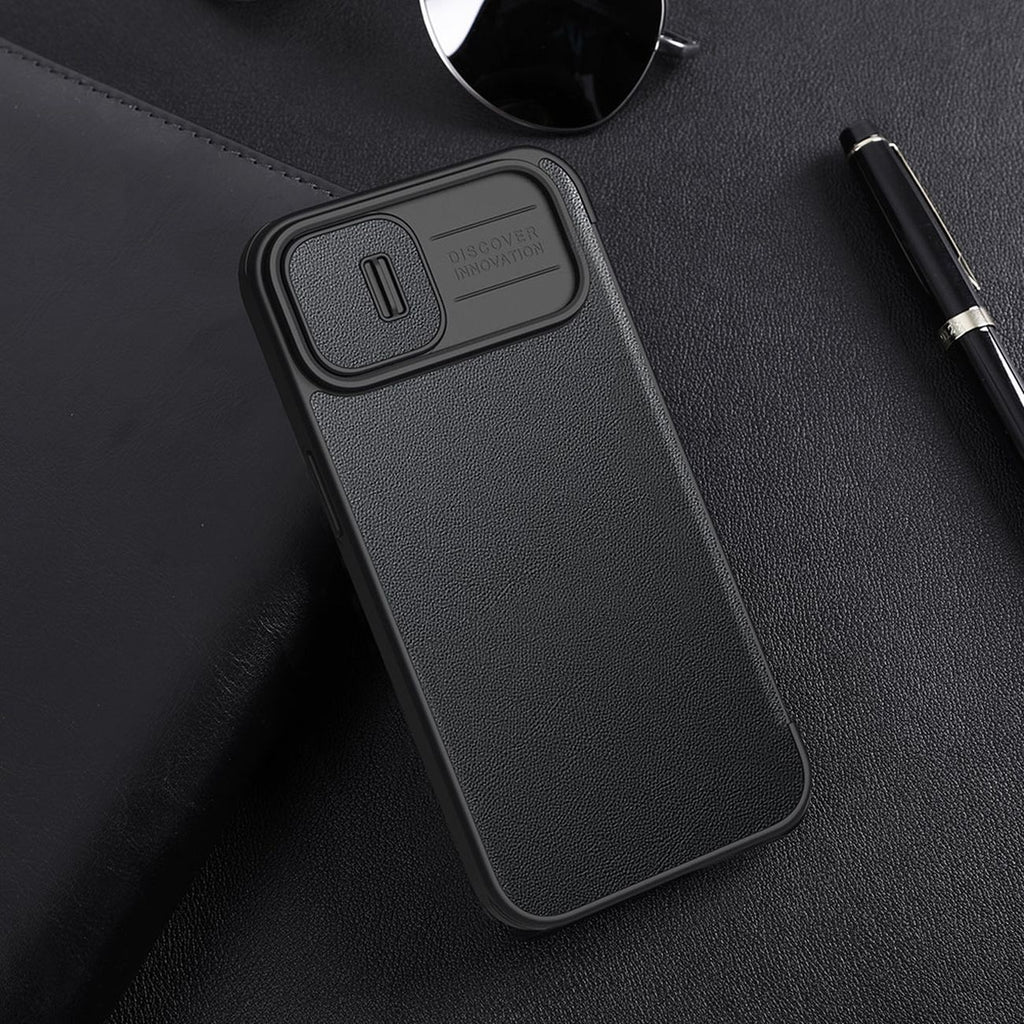 Nillkin Qin Leather Pro dėklas iPhone 14 Plus – juodas