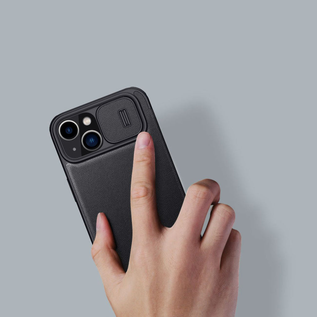 Nillkin Qin Leather Pro dėklas iPhone 14 Plus – žalias