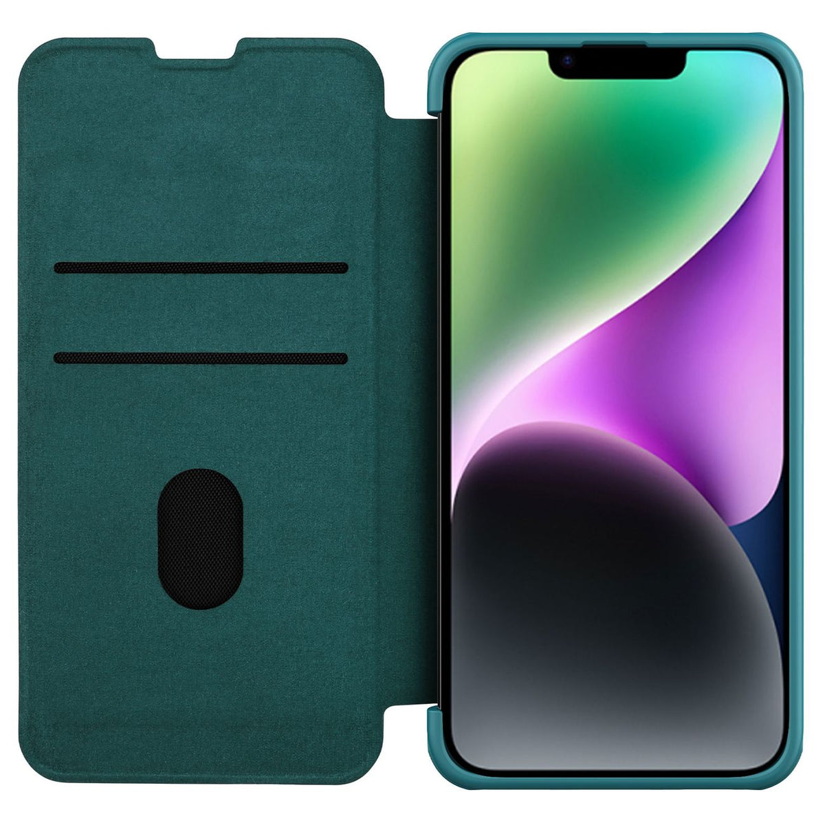 Nillkin Qin Leather Pro dėklas iPhone 14 Plus – žalias
