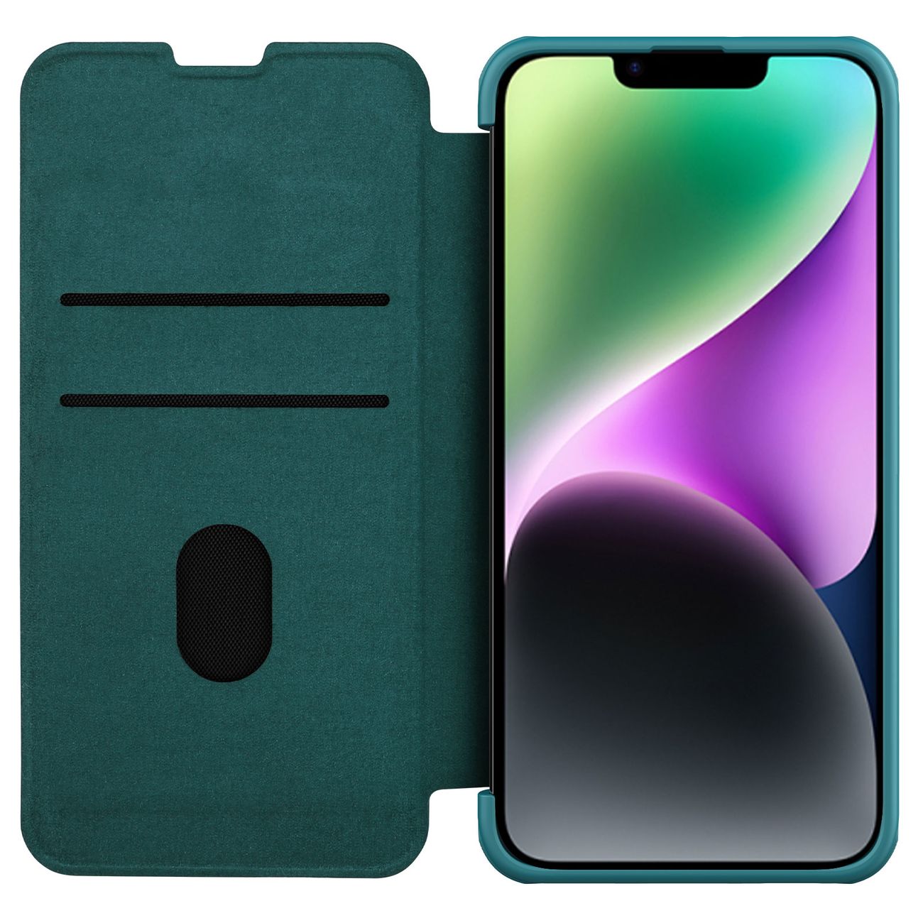 Nillkin Qin Leather Pro dėklas iPhone 14 Plus – žalias