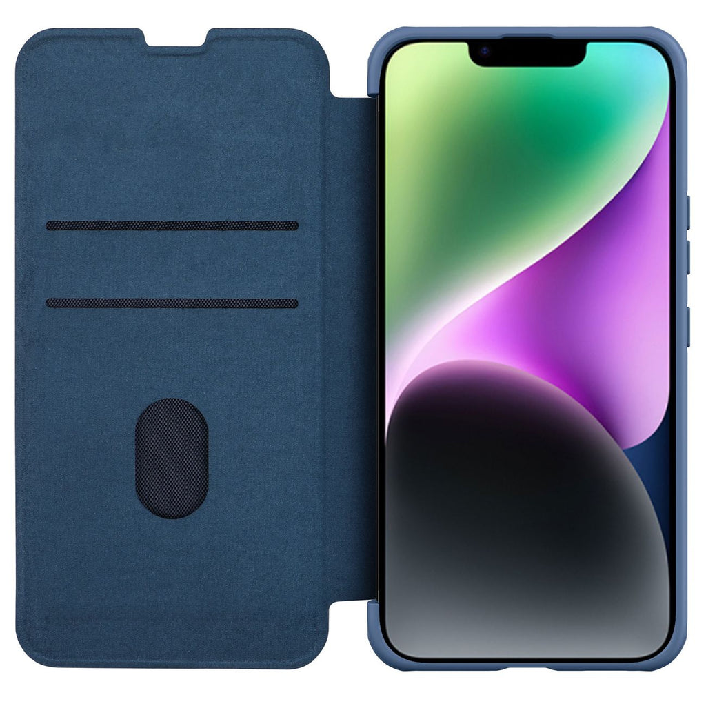 Nillkin Qin Cloth Pro dėklas iPhone 14 Plus – mėlynas