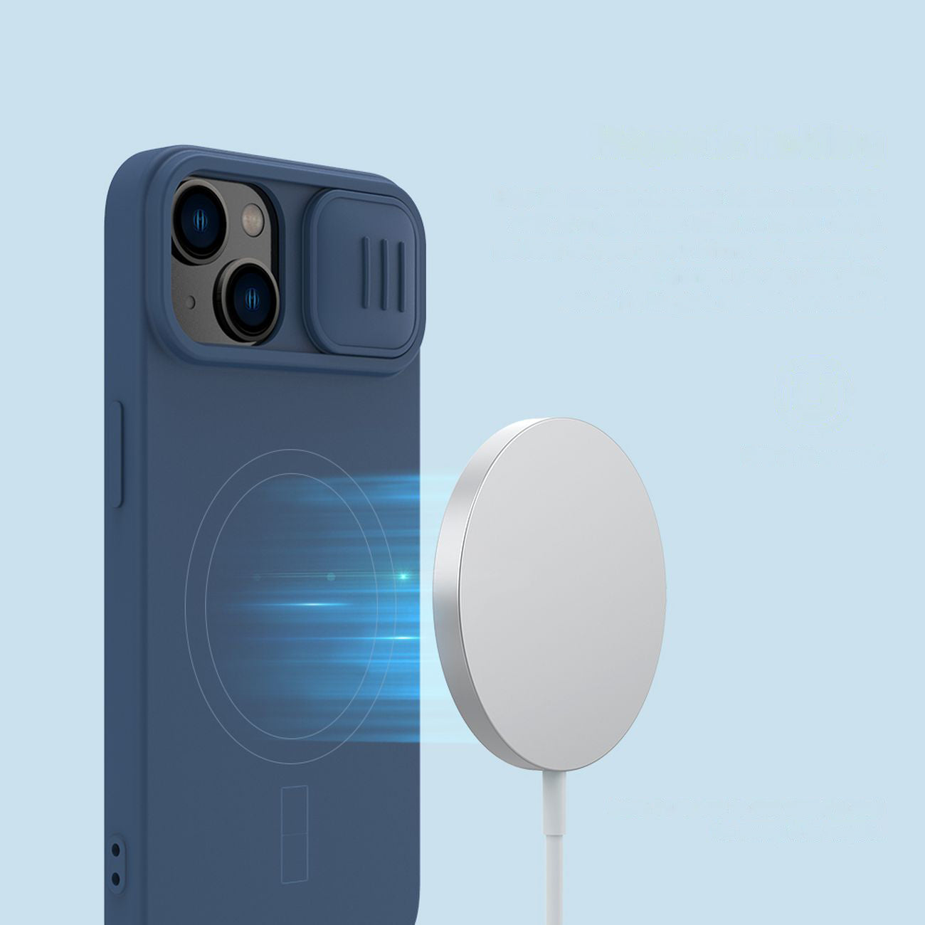 Nillkin CamShield MagSafe dėklas iPhone 14 Plus – mėlynas