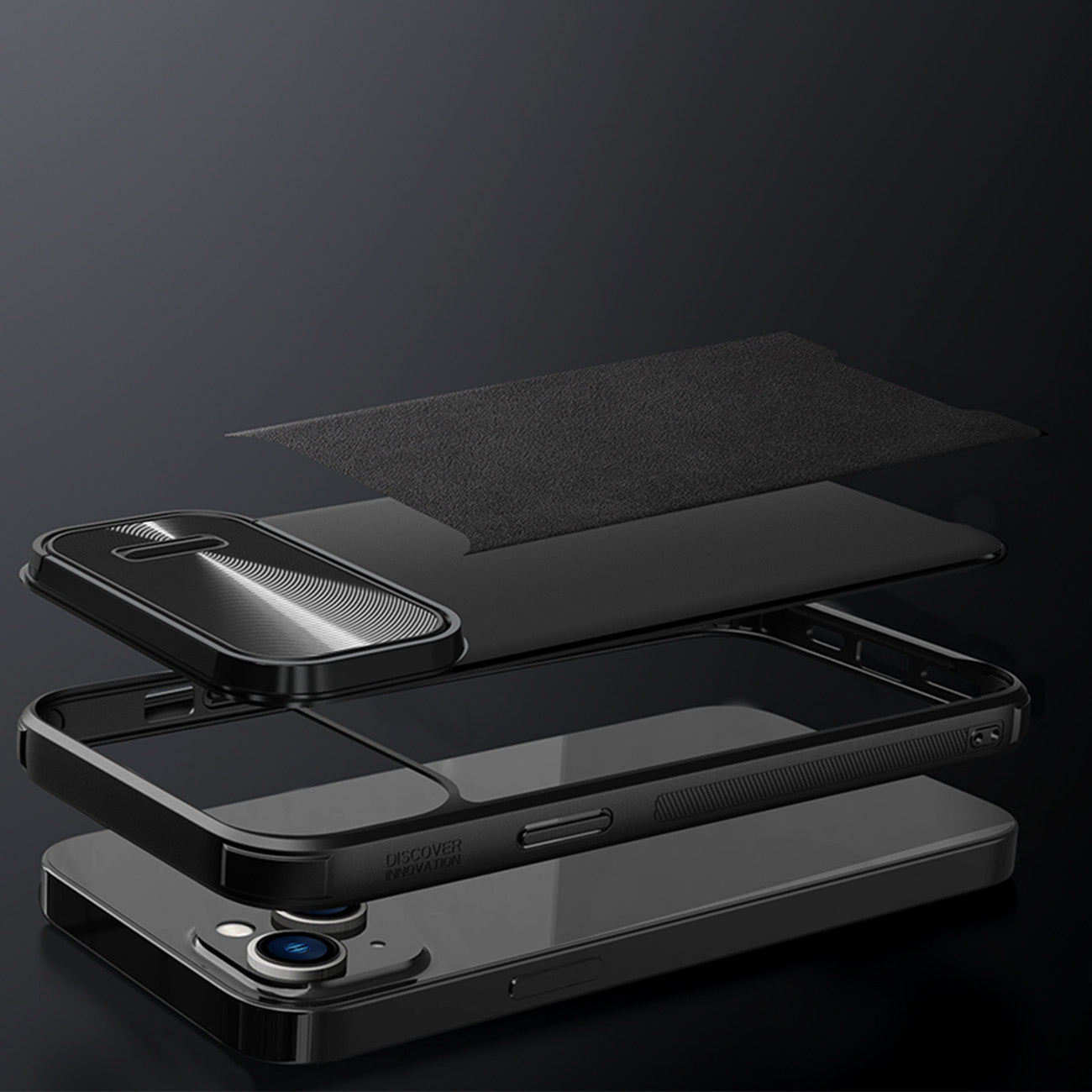 Nillkin CamShield Leather S dėklas iPhone 14 Plus – mėlynas