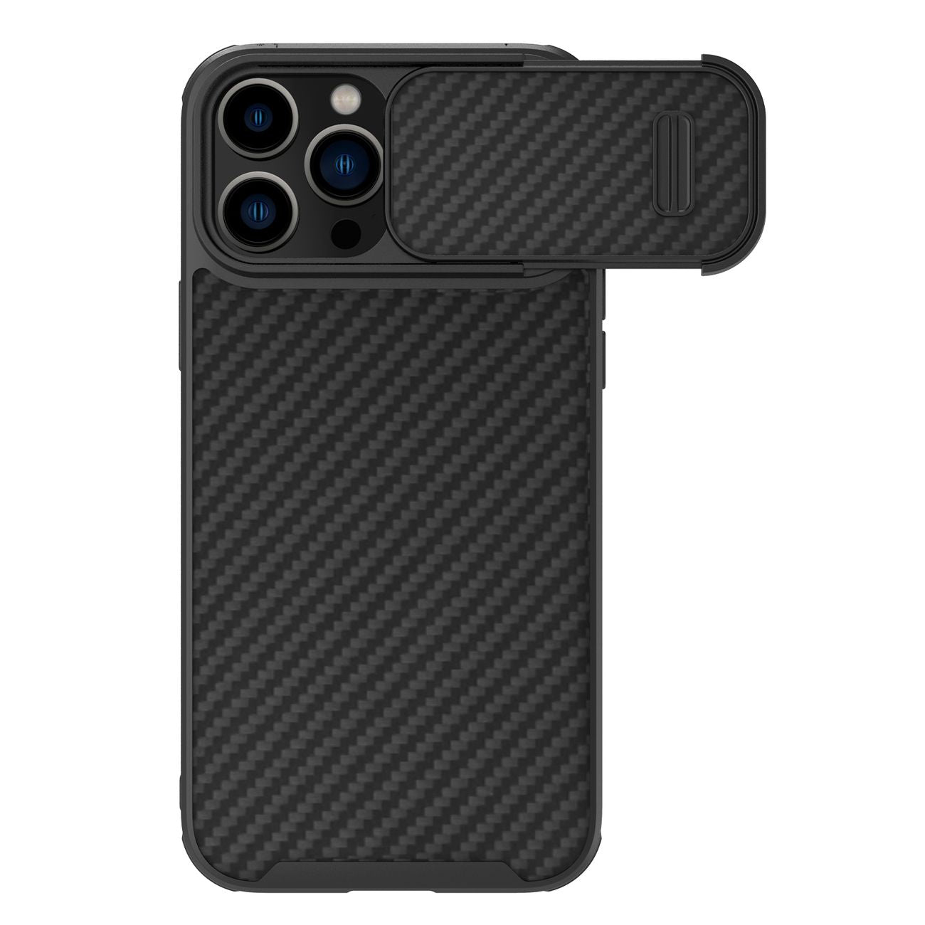 Nillkin dėklas iPhone 14 Pro Max – juodas, su kameros dangteliu