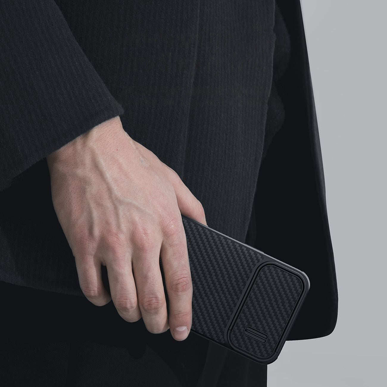 Nillkin dėklas iPhone 14 Pro Max – juodas, su kameros dangteliu