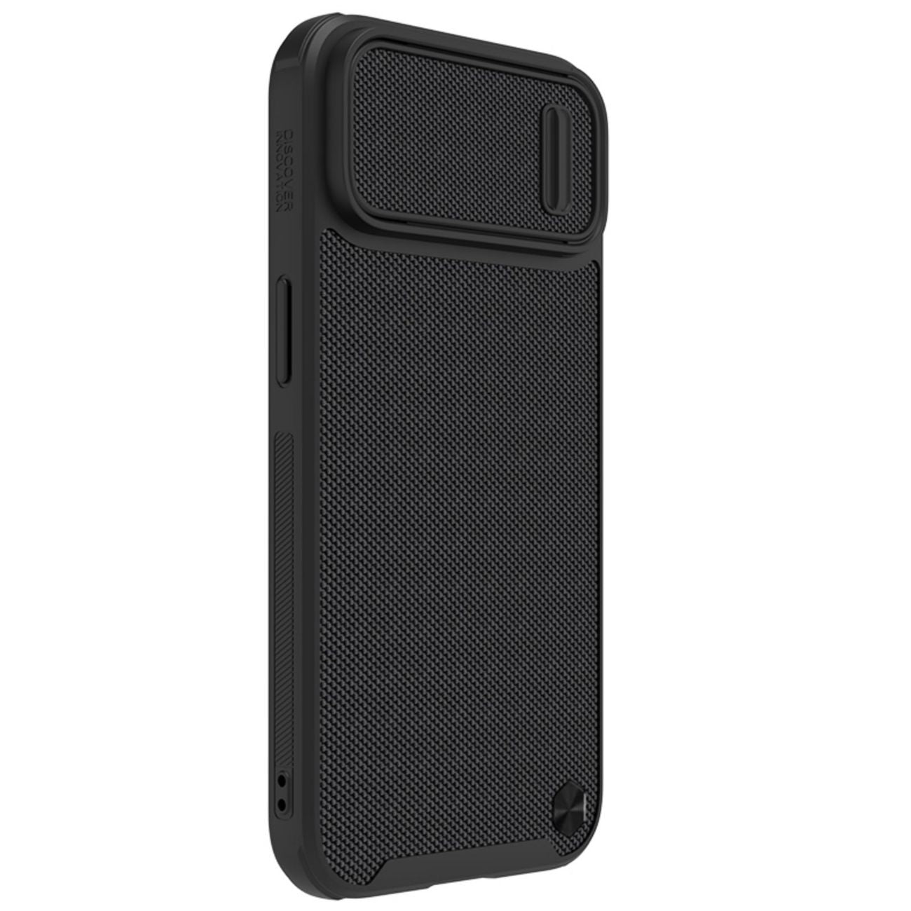 Nillkin Textured S MagSafe dėklas iPhone 14 su kameros dangteliu – juodas