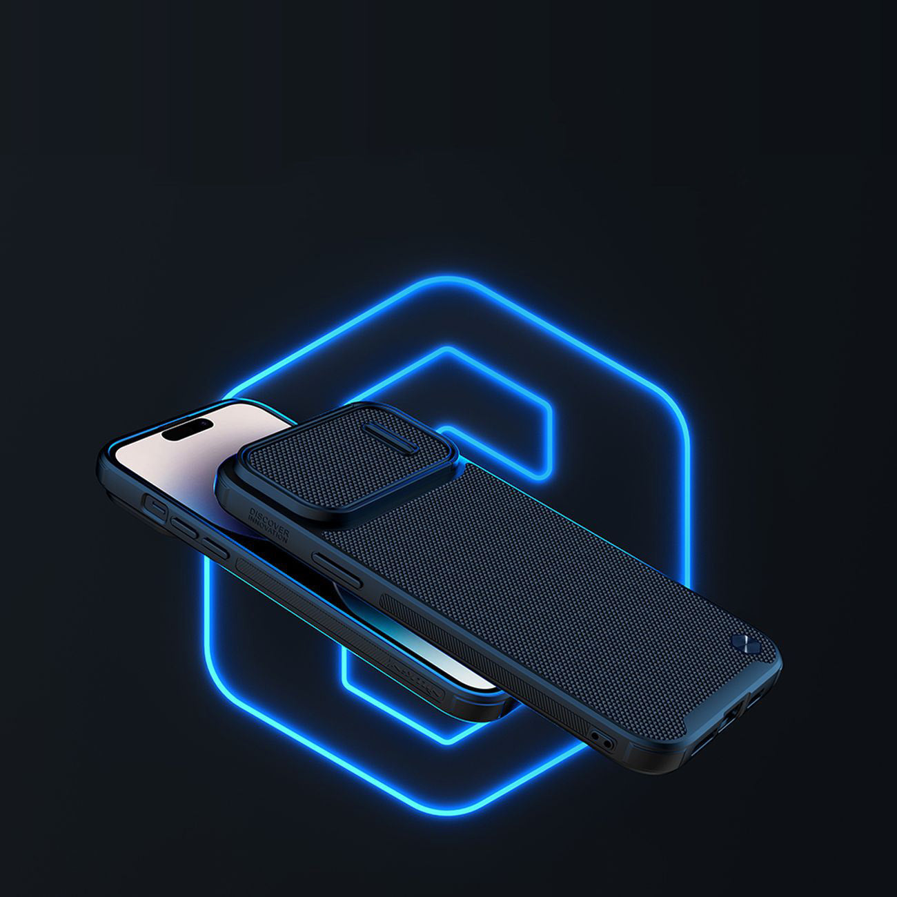 Nillkin Textured S dėklas iPhone 14 Pro su kameros dangteliu – juodas