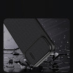 Nillkin Textured dėklas iPhone 14 Plus su kameros dangteliu – juodas