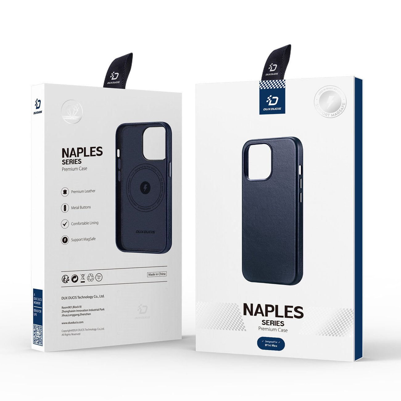 Dux Ducis Naples MagSafe odinis dėklas iPhone 14 Plus – mėlynas