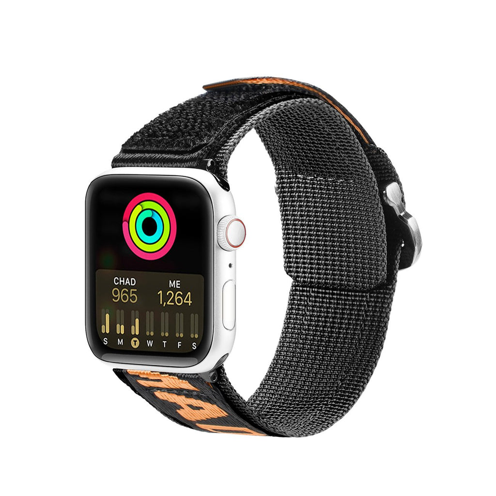 Dux Ducis Outdoor nailoninis dirželis Apple Watch 42–49 mm – juodai oranžinis