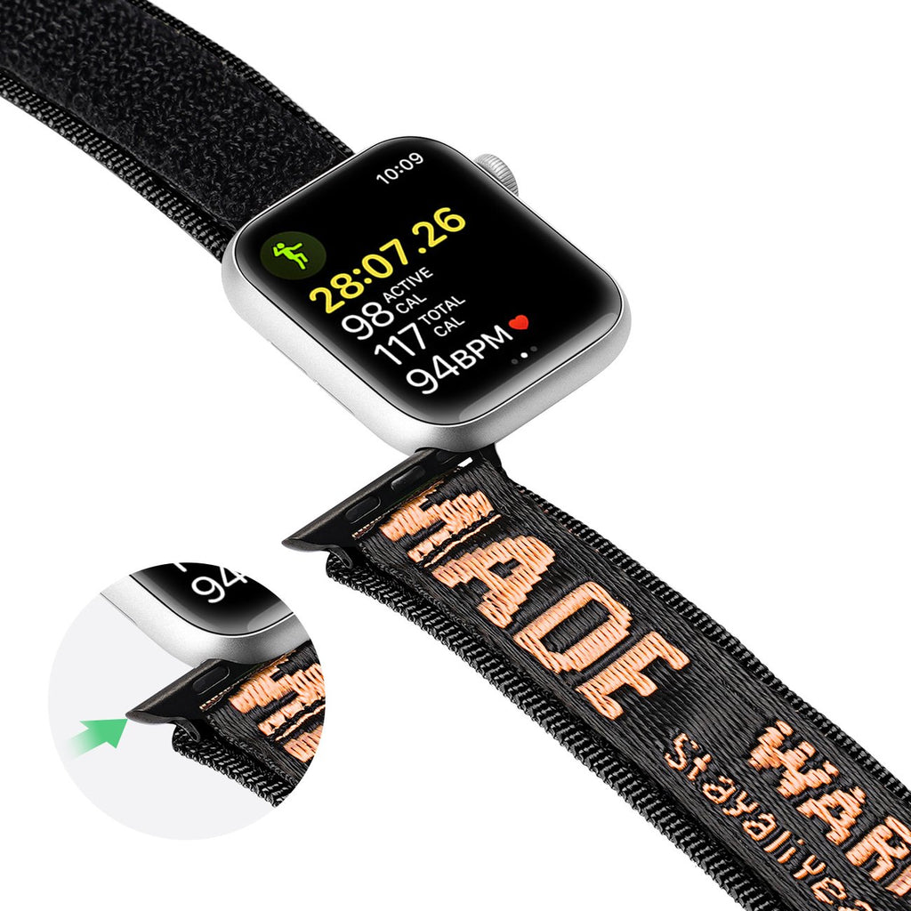 Dux Ducis Outdoor nailoninis dirželis Apple Watch 42–49 mm – juodai oranžinis