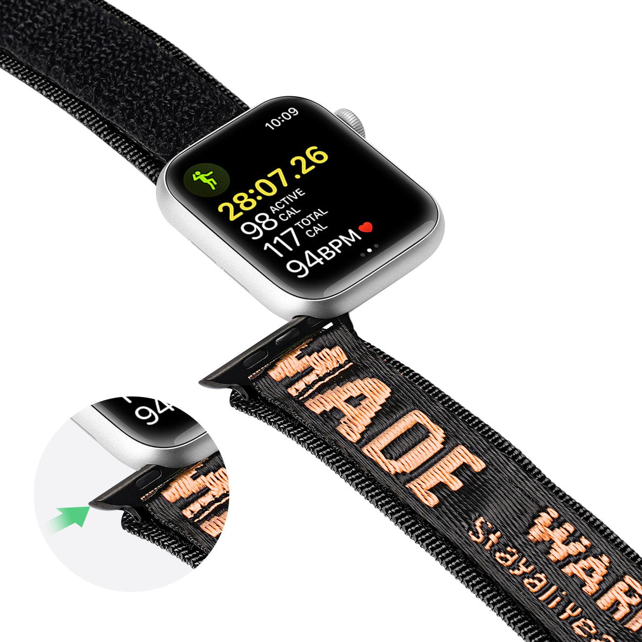 Dux Ducis Outdoor nailoninis dirželis Apple Watch 42–49 mm – juodai oranžinis