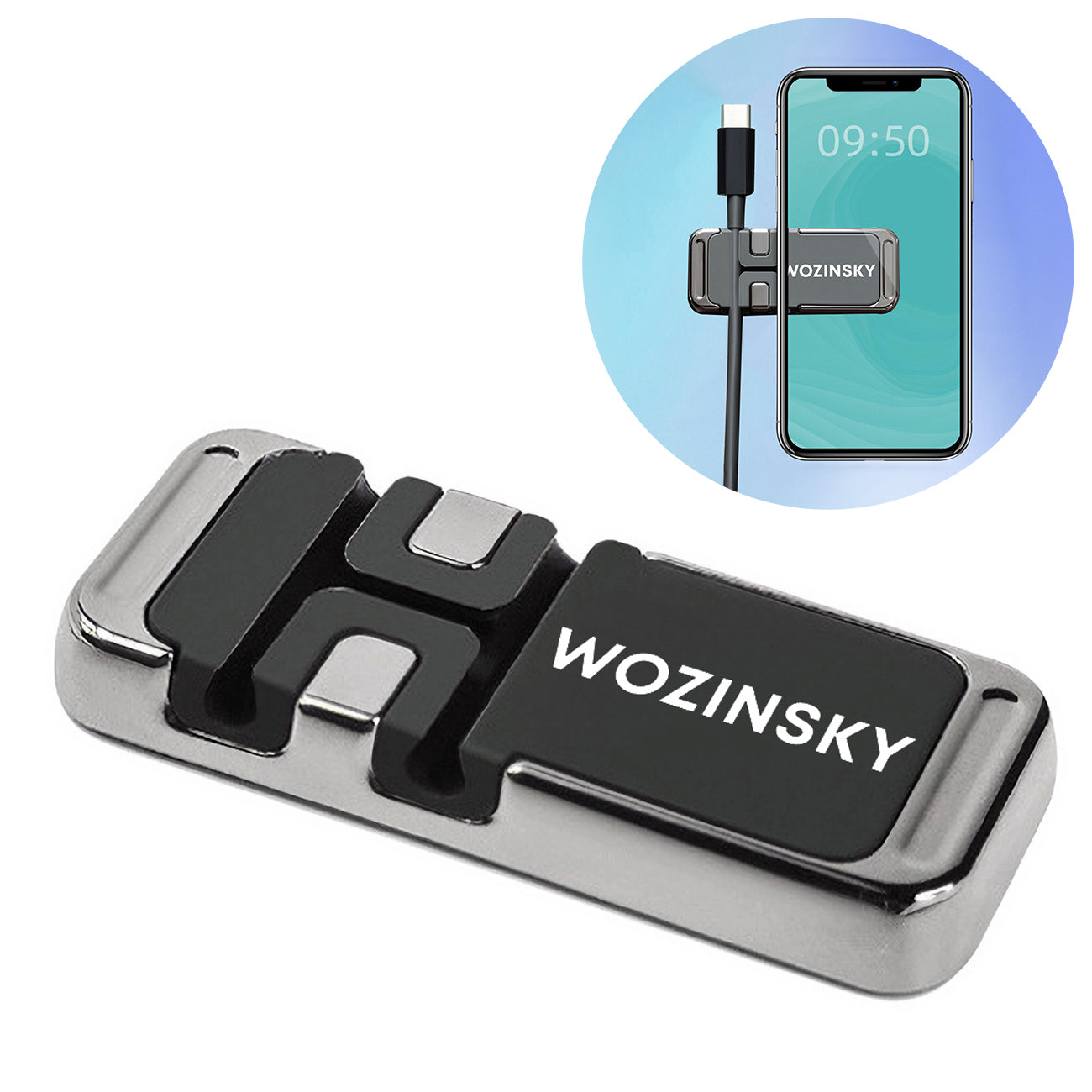 Wozinsky magnetinis telefono laikiklis su laidų organizatoriumi (WMCDO-B1)
