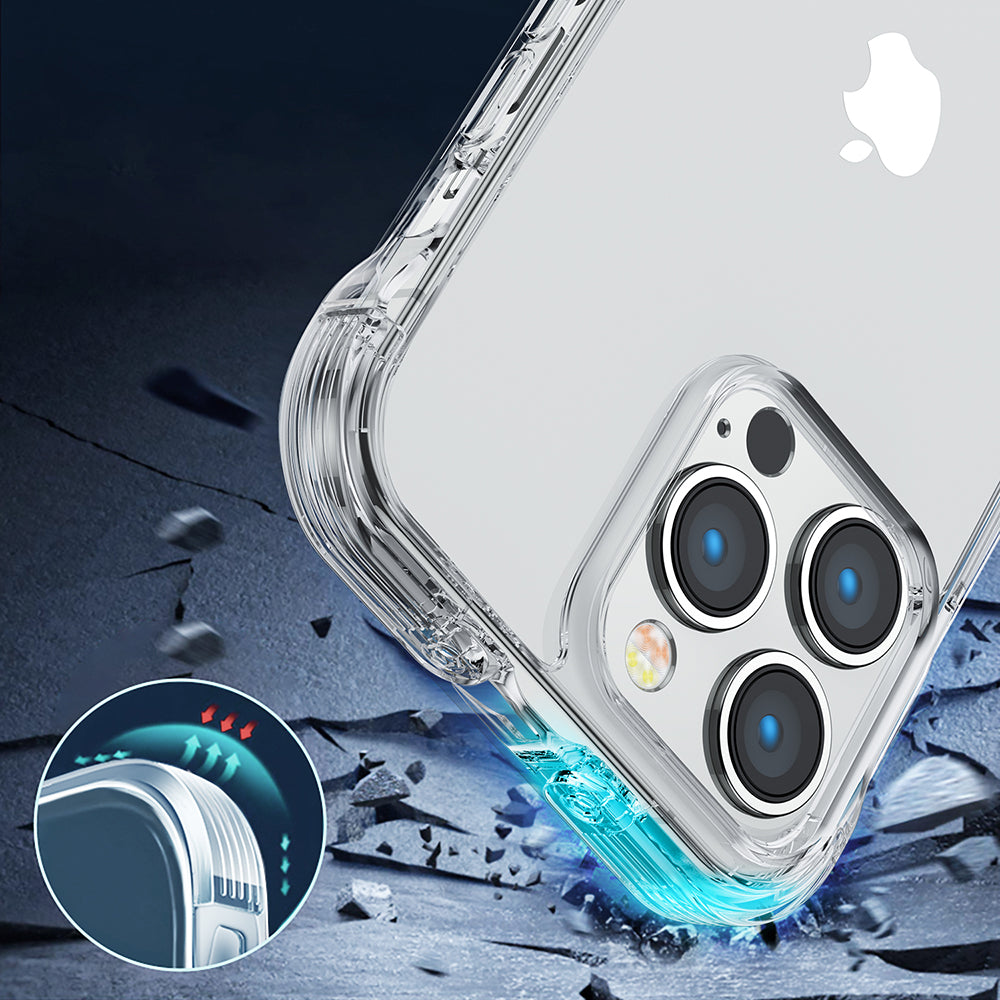 Joyroom Defender dėklas iPhone 14 Pro – skaidrus su kabliukais