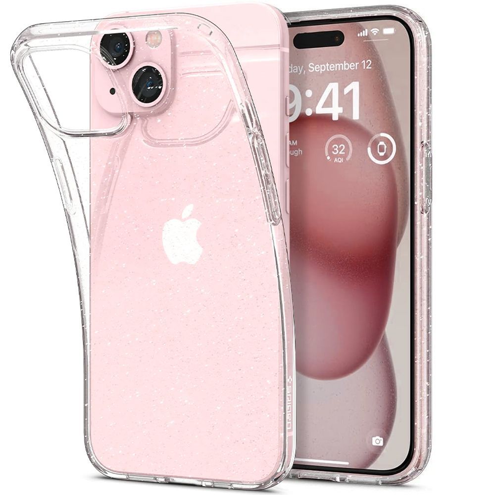 Spigen Liquid Crystal Glitter dėklas iPhone 14 Plus – skaidrus