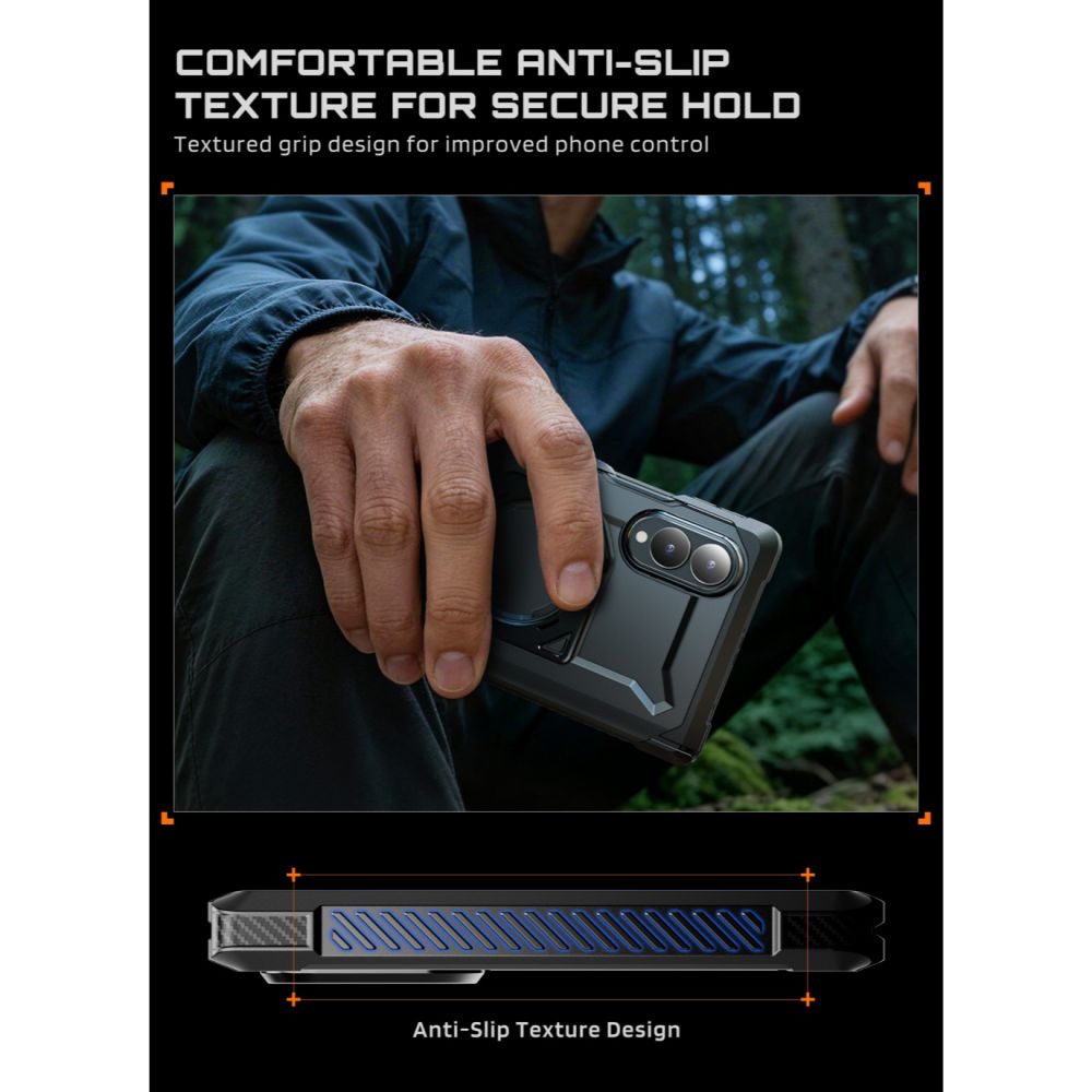 Dėklas Supcase UB Grip Mag MagSafe Galaxy Z Fold 8 su privatumo apsauginiu stiklu, juodas -- Galaxy Z Fold 8