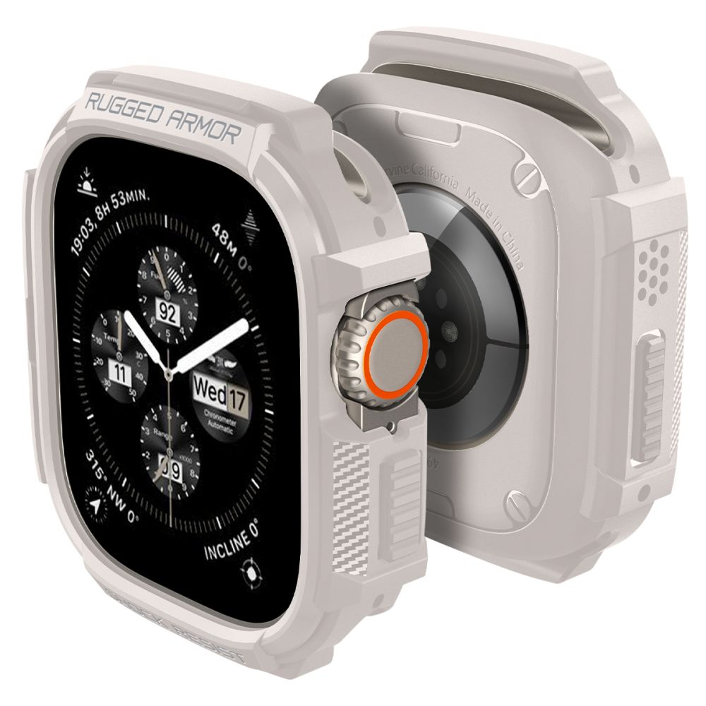 Dėklas Spigen Rugged Armor Apple Watch Ultra 1 / 2 / 3 (49 mm), smėlio spalvos -- Apple Watch Ultra (49 mm), Apple Watch...
