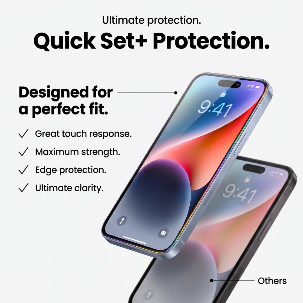 Apsauginis stiklas Tech-Protect Quick Set+ iPhone 17 Pro / 18 Pro, 2 vnt., juodas -- iPhone 17 Pro, iPhone 18 Pro