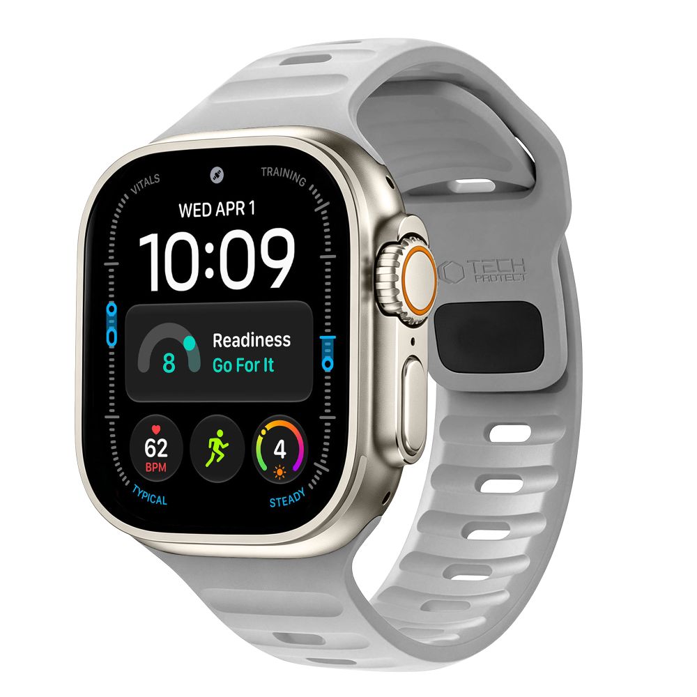 Dirželis Tech-Protect Silicone Line Apple Watch 8 / 9 / 10 / 11 / 12 / SE / Ultra (44 / 45 / 46 / 49 mm), pilkas -- Apple...