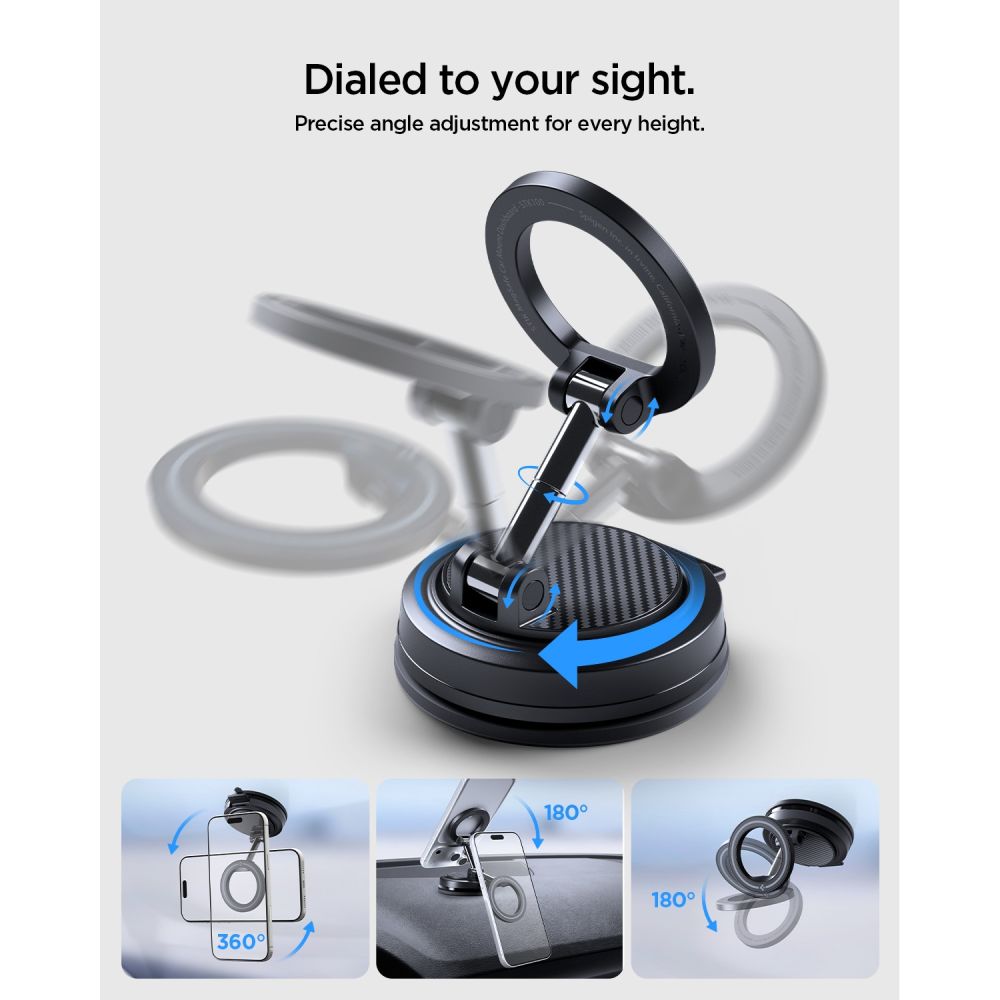 Automobilinis telefono laikiklis Spigen STK100 VacuumLock Magnetic MagSafe prietaisų skydeliui, juodas -- Uncategorized