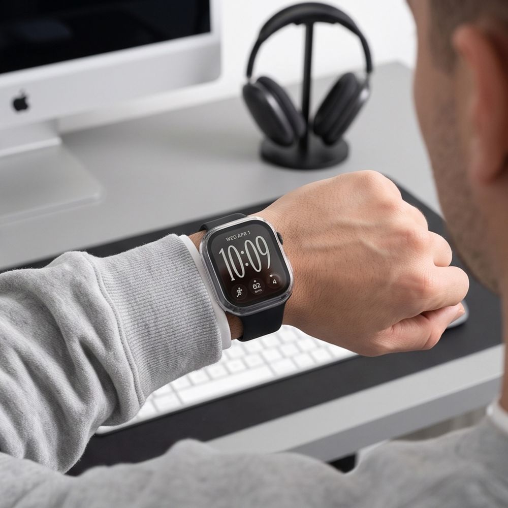Dėklas Tech-Protect Defense Apple Watch 12 (46 mm), 2 vnt., juodas ir skaidrus -- Apple Watch 12 (46 mm)