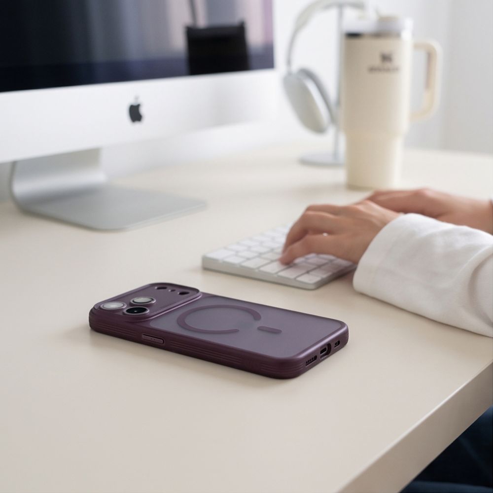 Dėklas Tech-Protect MagPrime MagSafe CC iPhone 17 Pro Max / 18 Pro Max, matinis tamsiai vyšninis -- iPhone 17 Pro Max,...