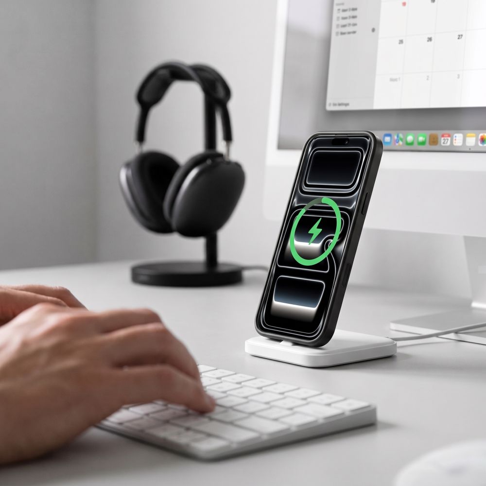 Dėklas Tech-Protect MagStand MagSafe CC iPhone 17 Pro / 18 Pro, matinis juodas -- iPhone 17 Pro, iPhone 18 Pro