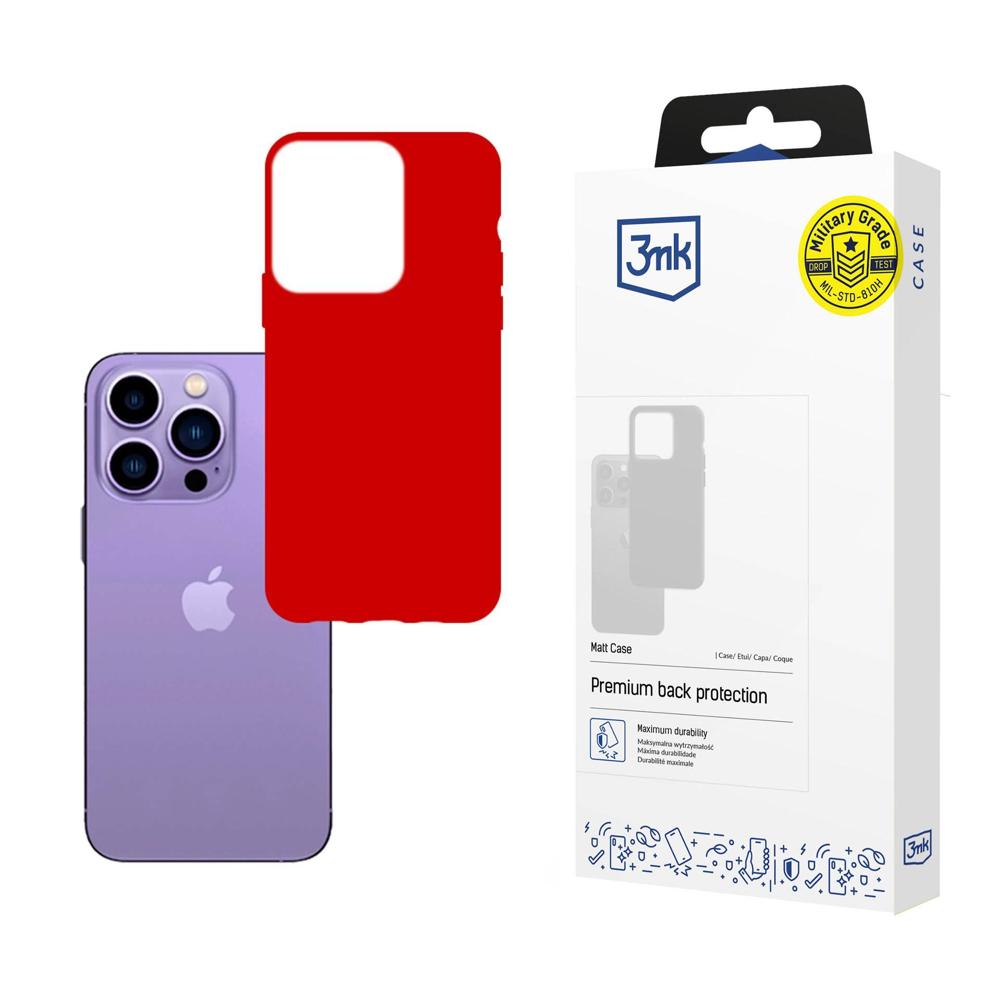Dėklas telefonui iPhone 14 Pro Max 3mk Matt Case serijos - raudonas -- iPhone 14 Pro Max