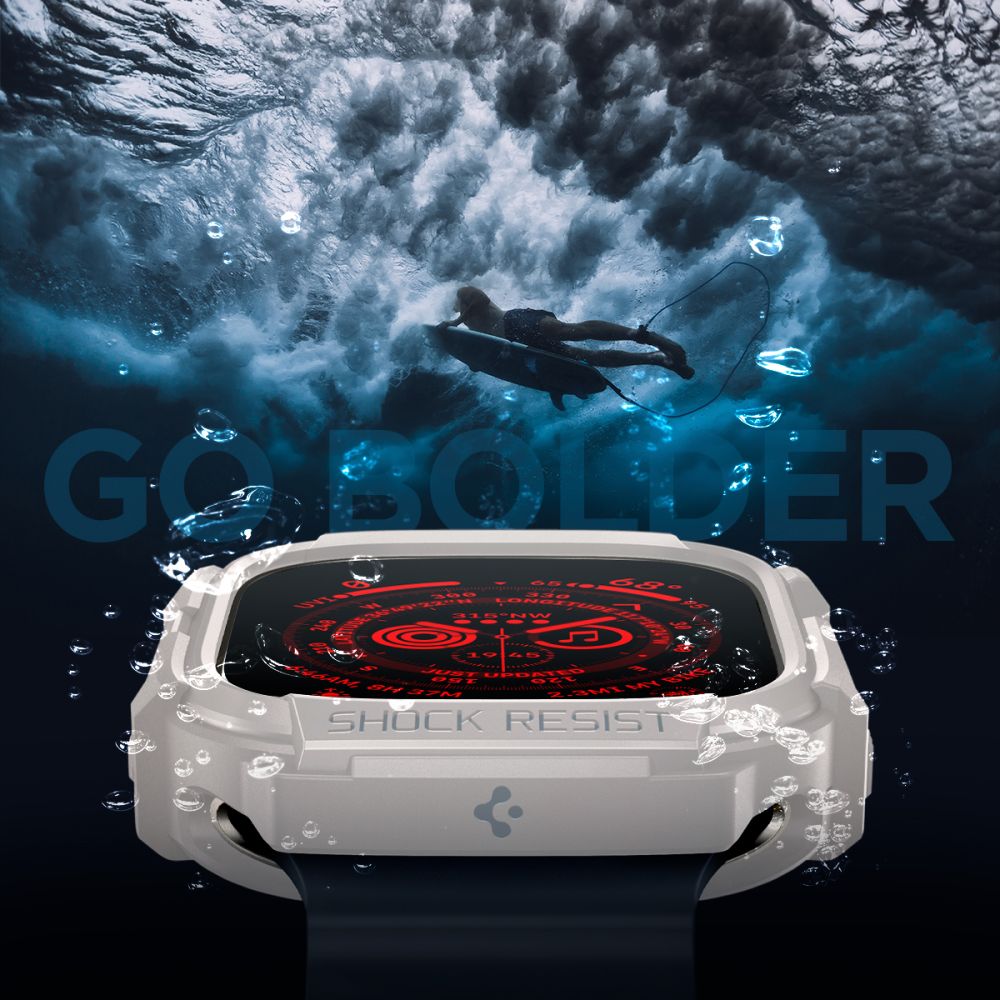 Dėklas Spigen Rugged Armor Apple Watch Ultra 1 / 2 / 3 (49 mm), smėlio spalvos -- Apple Watch Ultra (49 mm), Apple Watch...