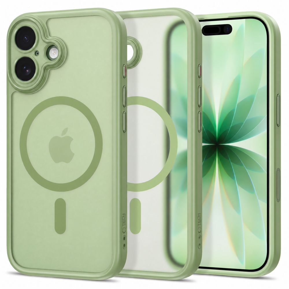 Dėklas Tech-Protect MagPeak MagSafe CC iPhone 17, Matte Sage (matinis žalias) -- iPhone 17