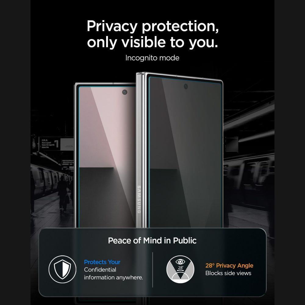 Apsauginis stiklas Spigen Glas.tR EZ Fit Pro Galaxy Z Fold 7 / 8 Ultra su privatumo filtru -- Galaxy Z Fold 7, Galaxy Z...