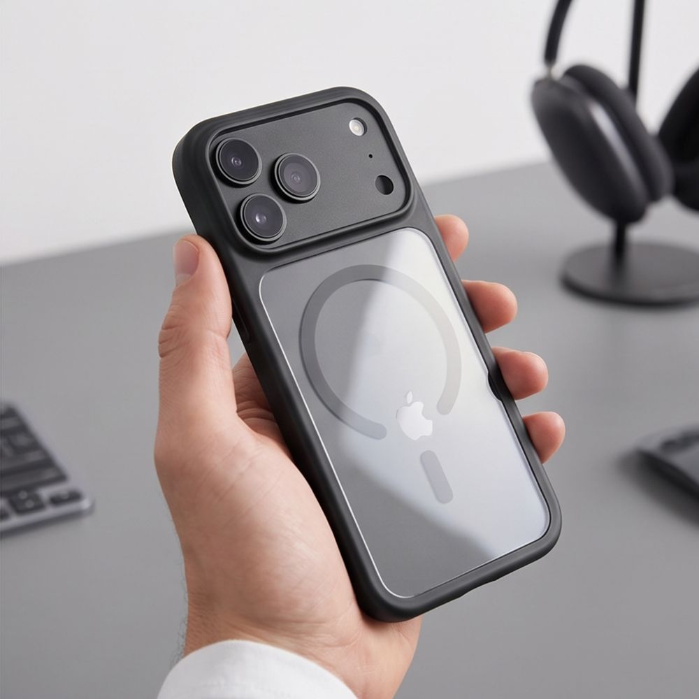 Dėklas su apsauginiu stiklu Tech-Protect MagOne MagSafe CC, iPhone 17 Pro Max / 18 Pro Max, juodas/skaidrus -- iPhone 17...