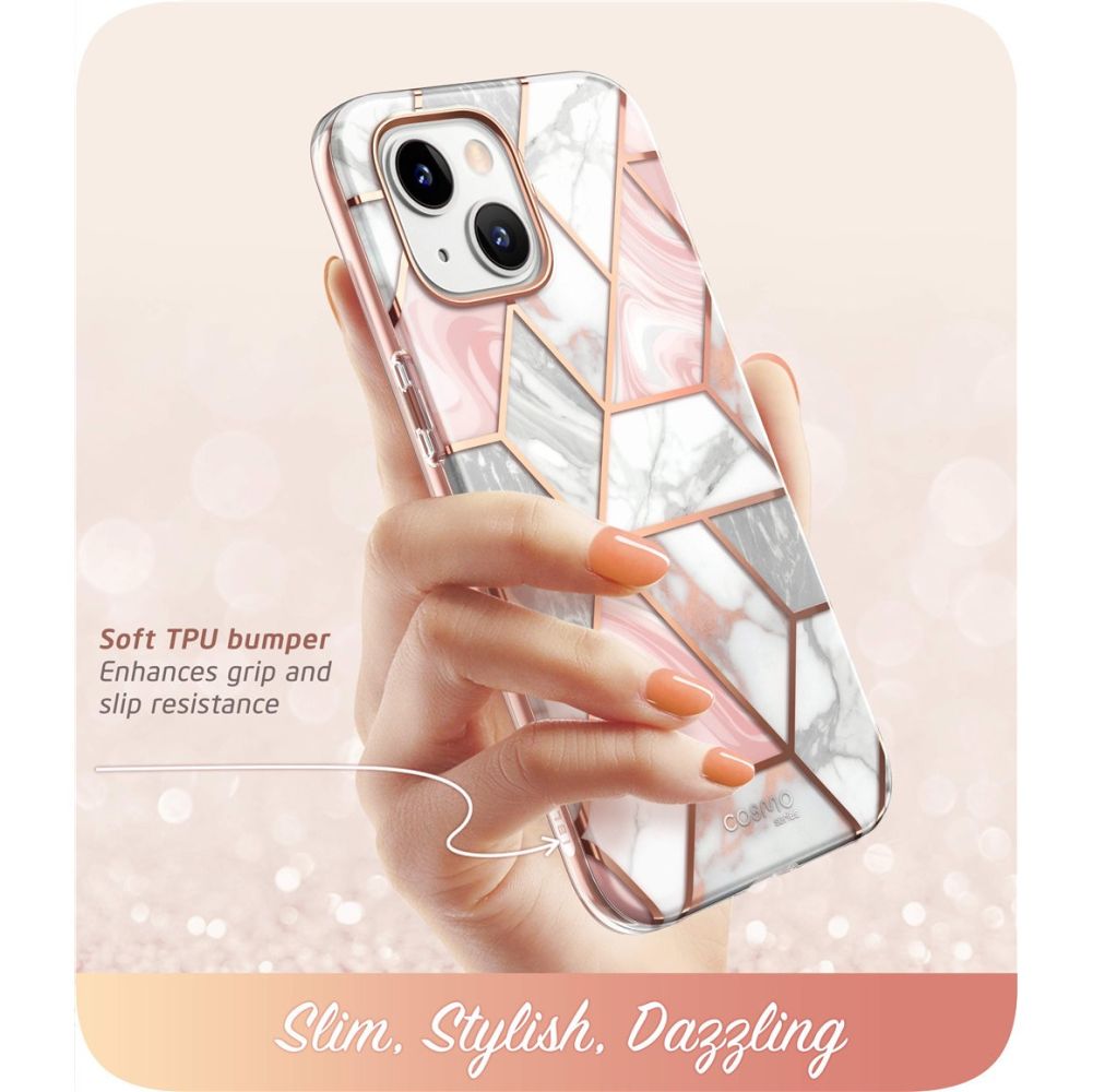 Supcase Cosmo dėklas iPhone 14 Plus – rožinis marmuras