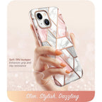 Supcase Cosmo dėklas iPhone 14 Plus – rožinis marmuras