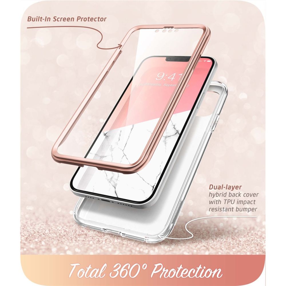 Supcase Cosmo dėklas iPhone 14 Plus – rožinis marmuras