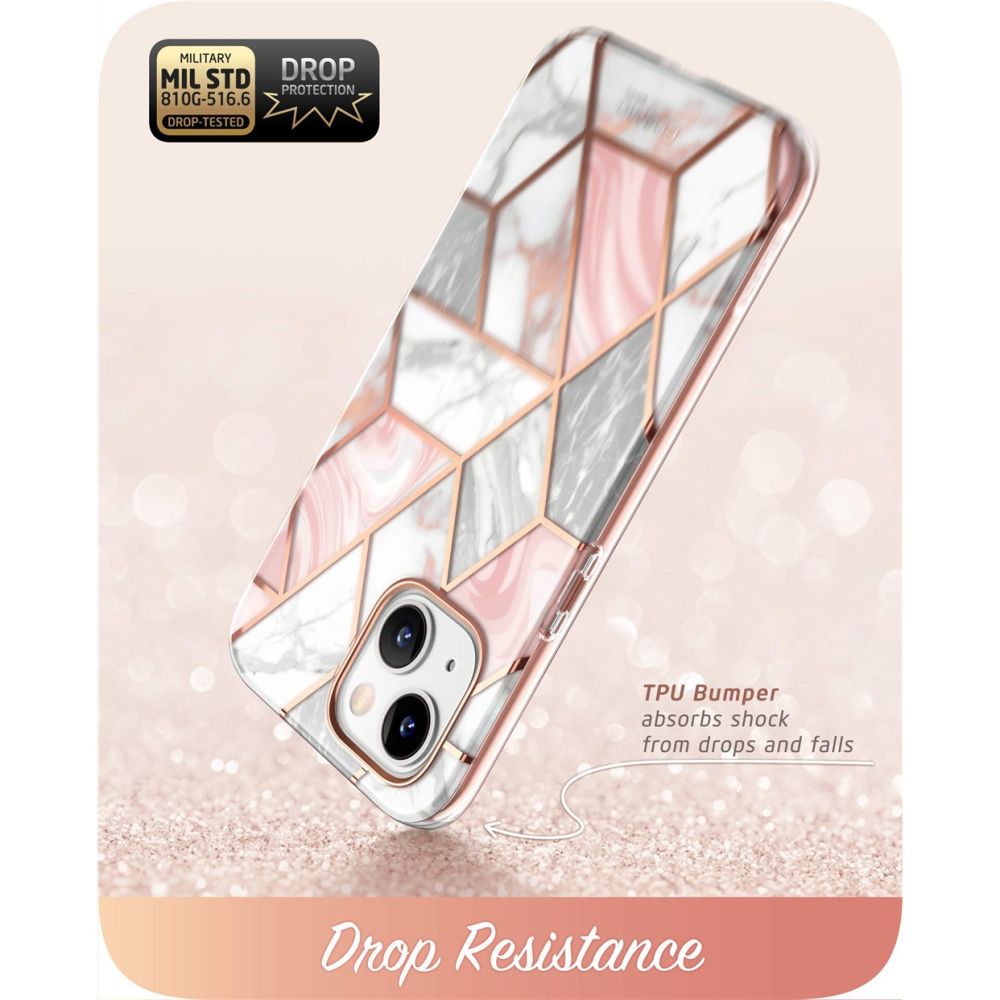 Supcase Cosmo dėklas iPhone 14 Plus – rožinis marmuras